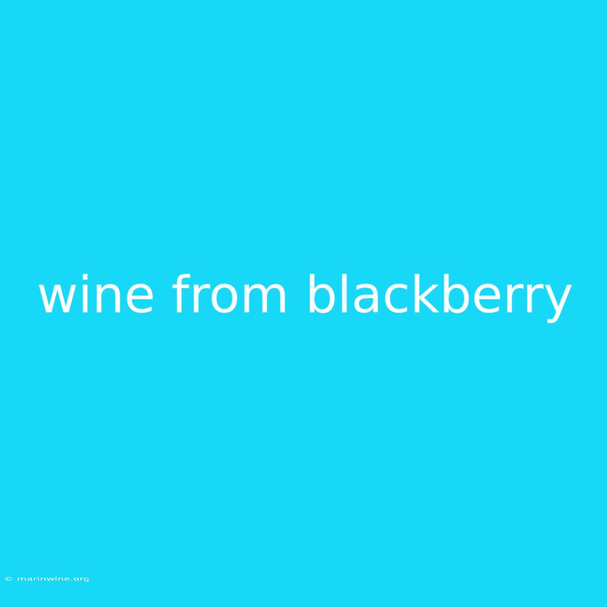 Wine From Blackberry