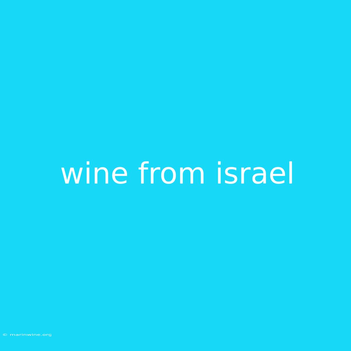 Wine From Israel