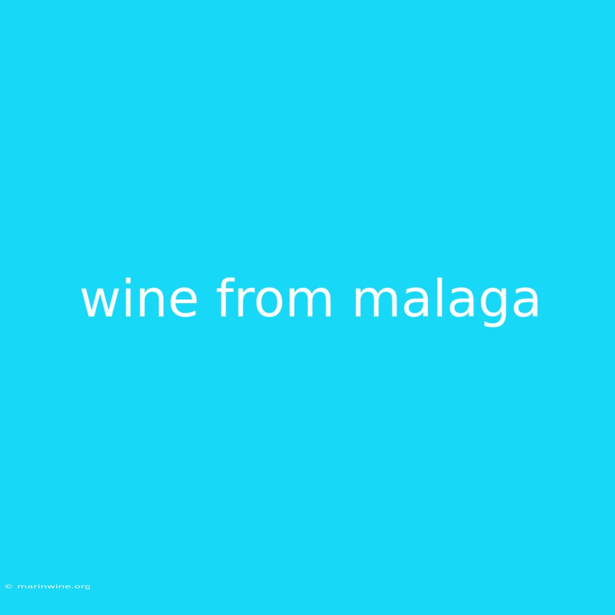 Wine From Malaga