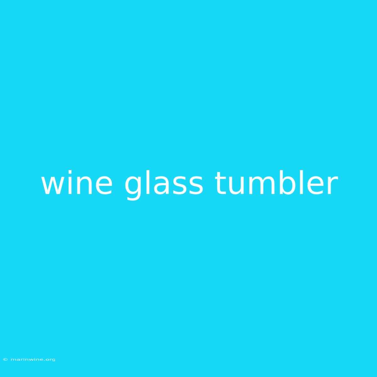 Wine Glass Tumbler