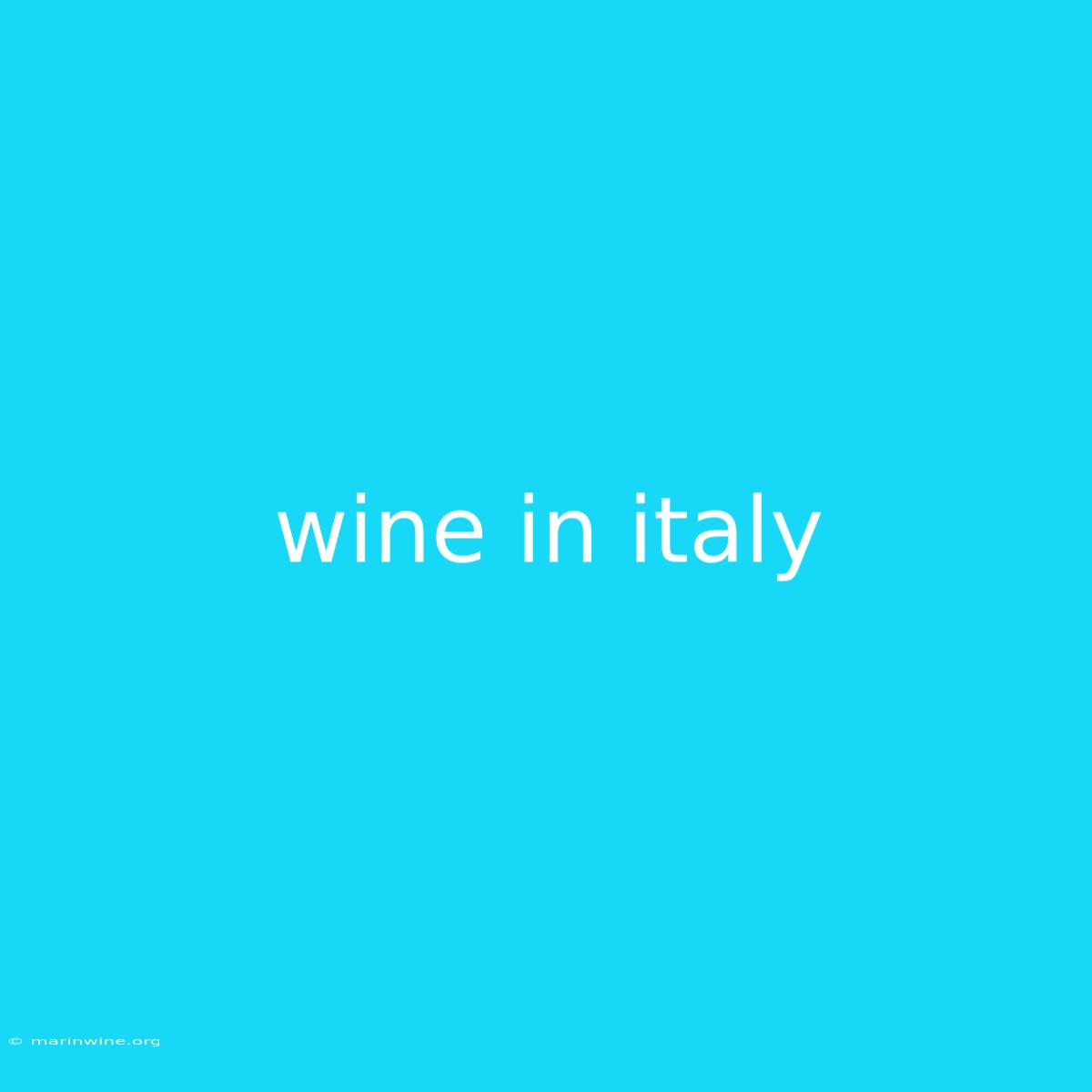 Wine In Italy