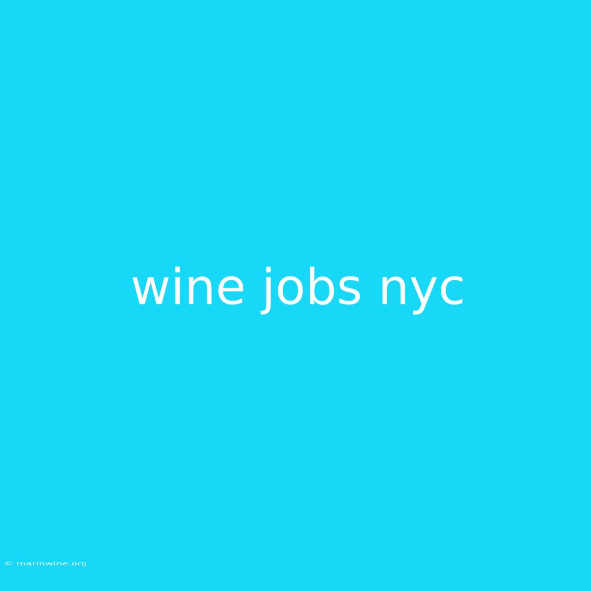 Wine Jobs Nyc