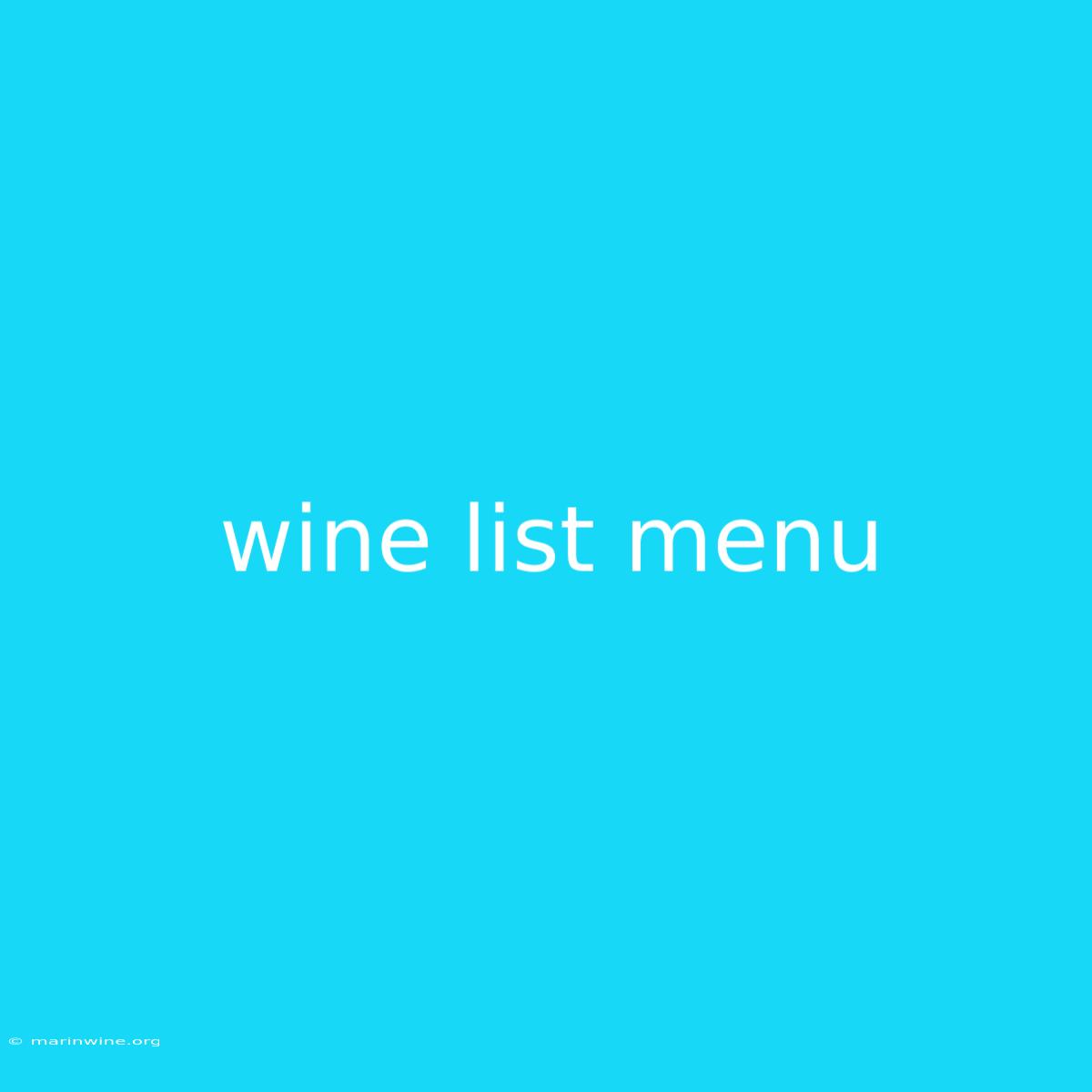 Wine List Menu