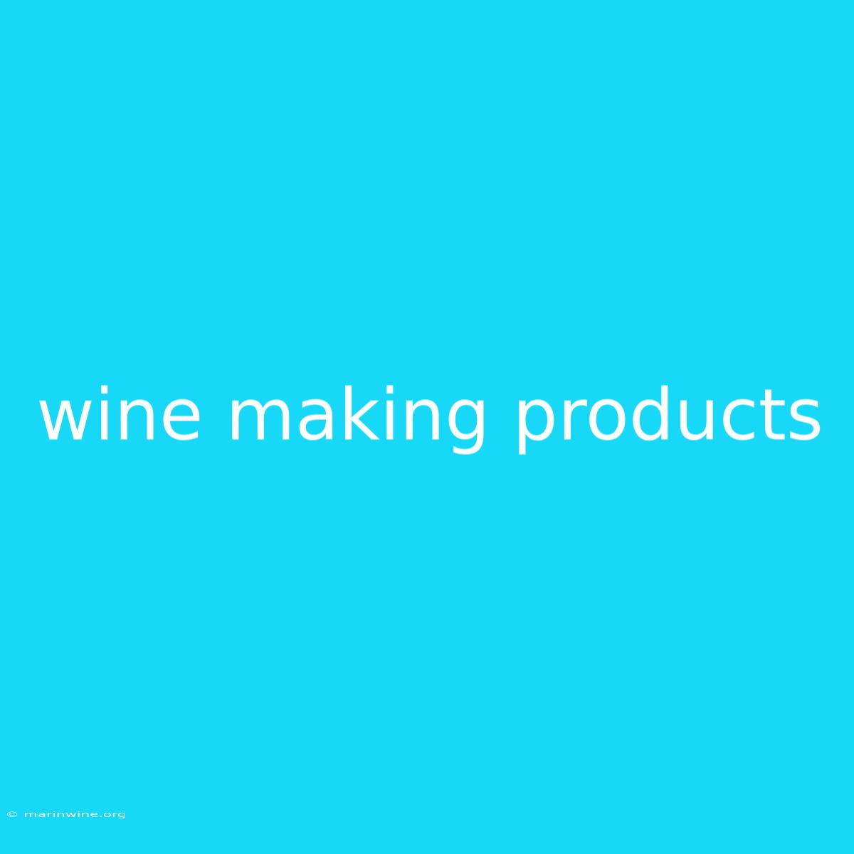 Wine Making Products