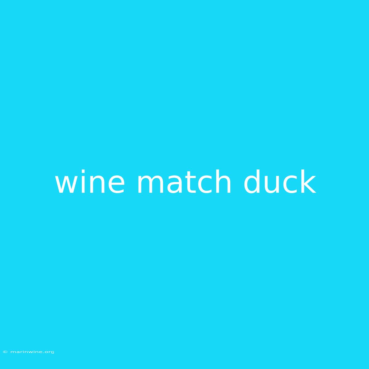 Wine Match Duck