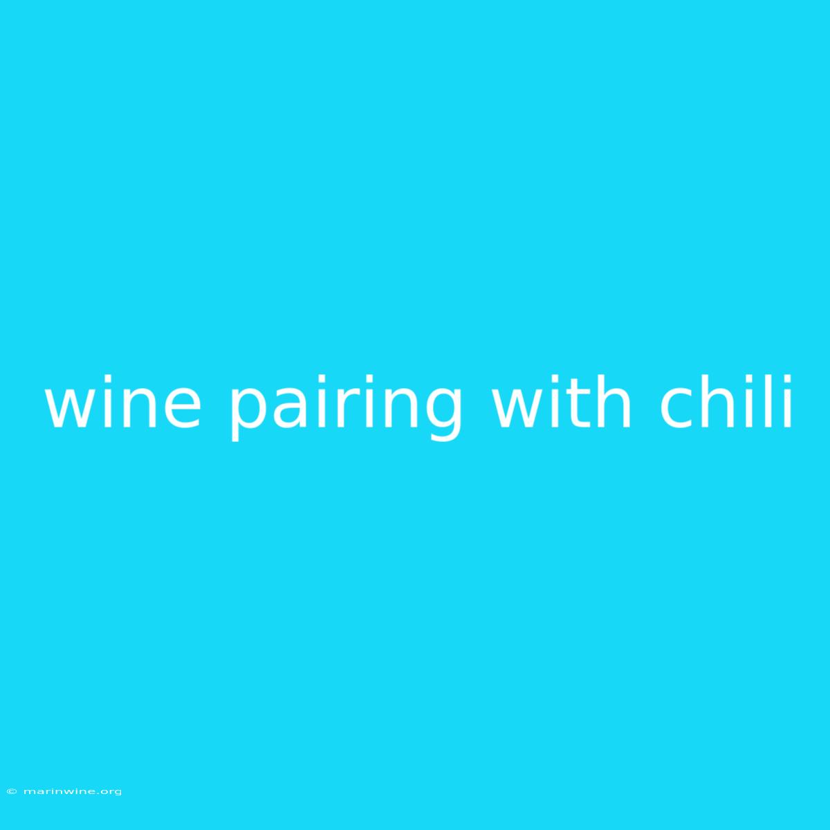 Wine Pairing With Chili