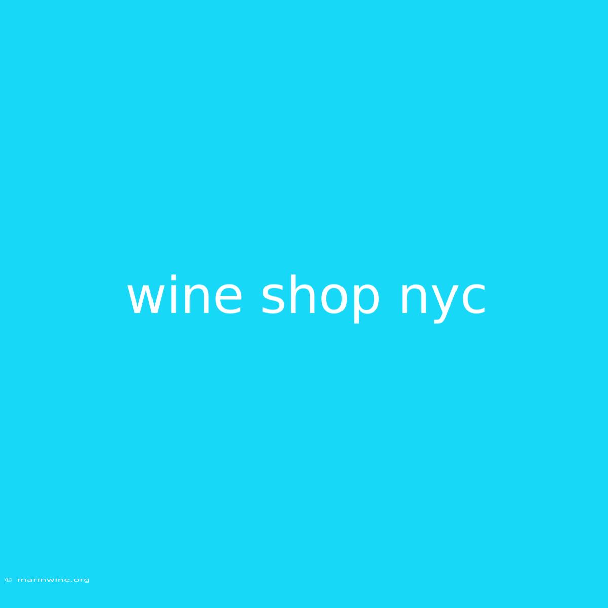 Wine Shop Nyc