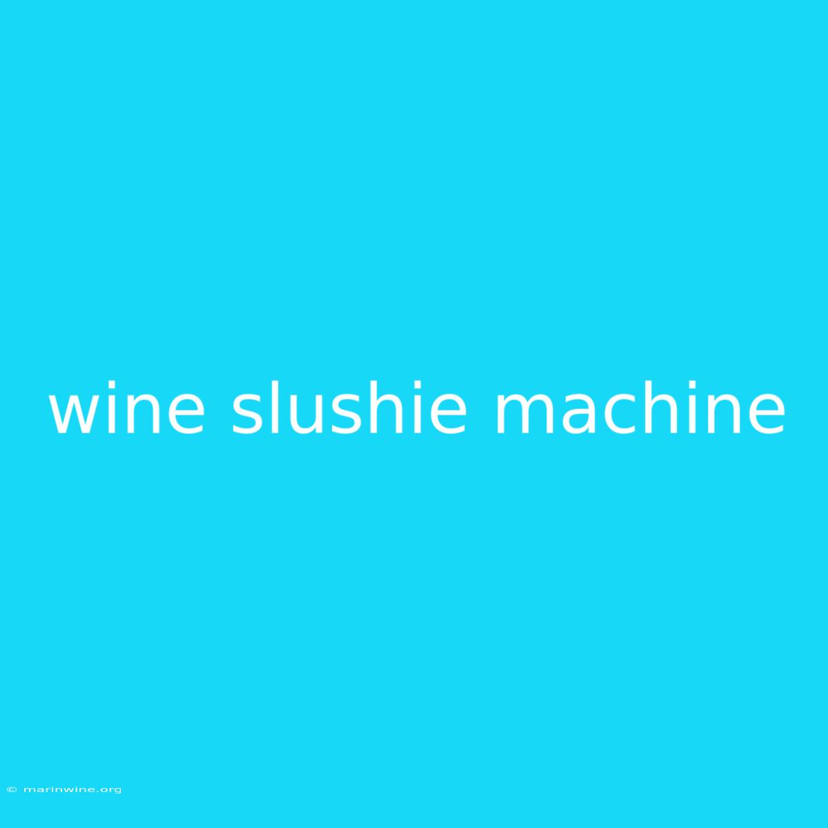 Wine Slushie Machine