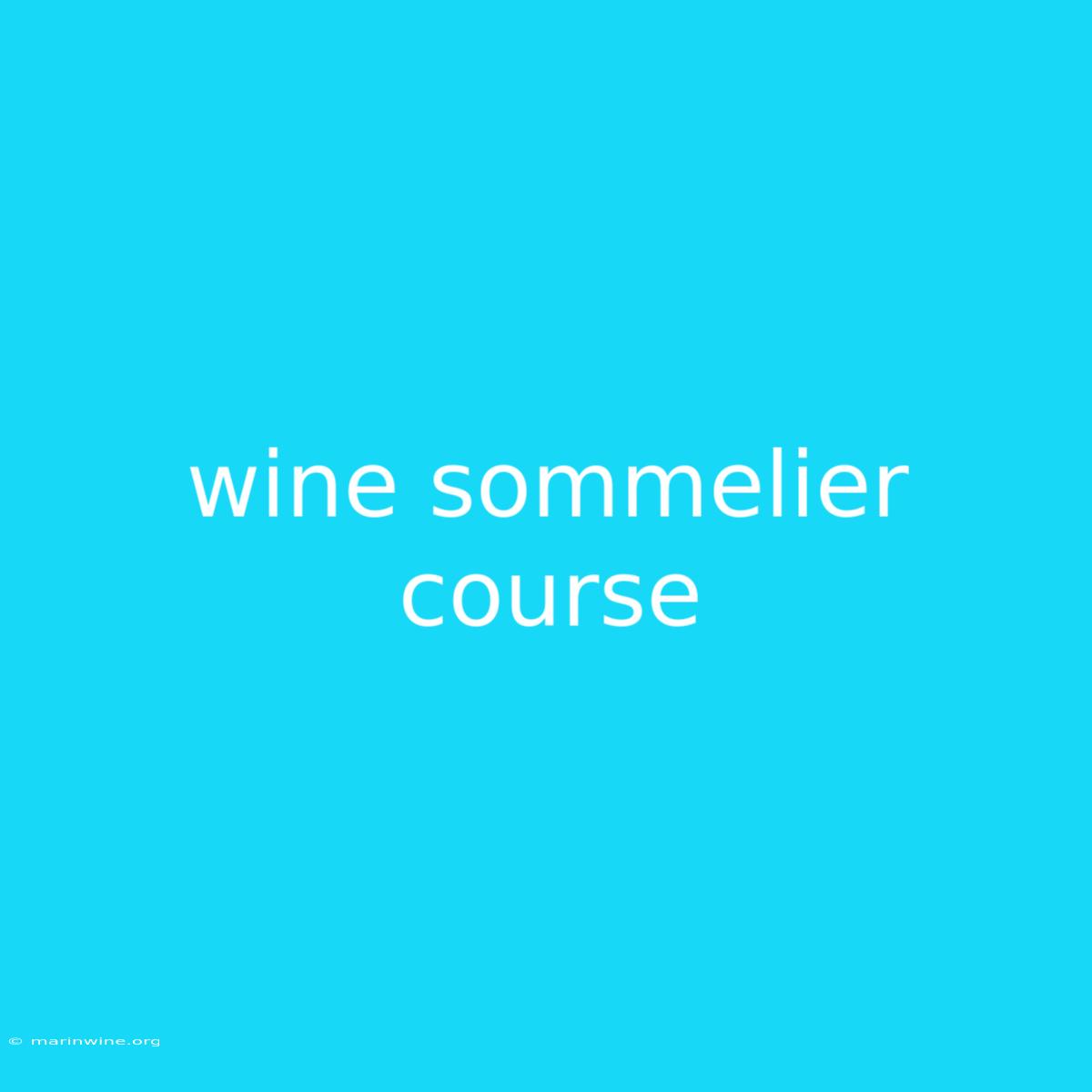 Wine Sommelier Course