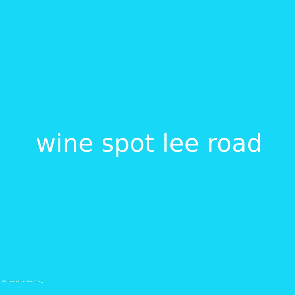 Wine Spot Lee Road