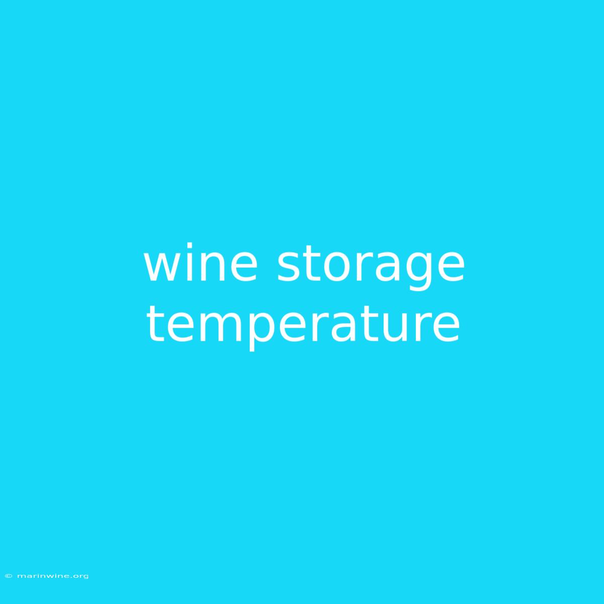 Wine Storage Temperature