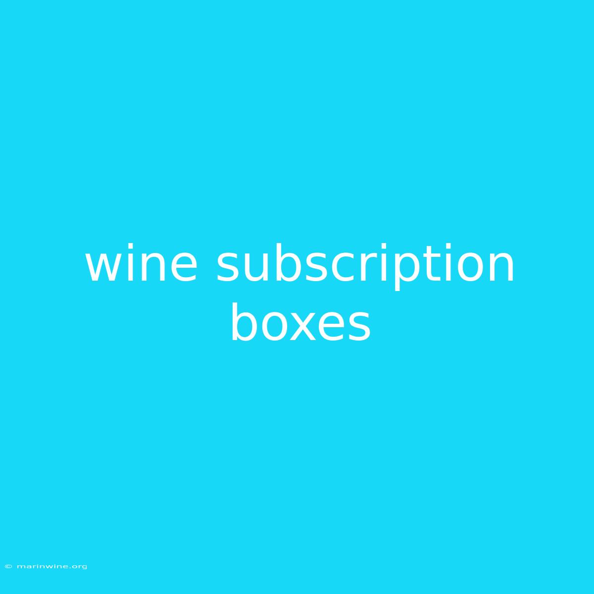 Wine Subscription Boxes