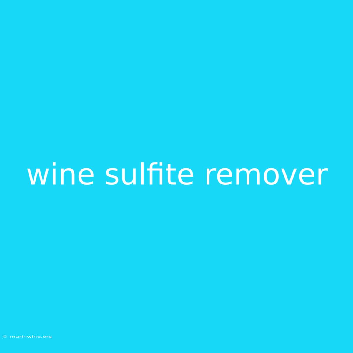 Wine Sulfite Remover