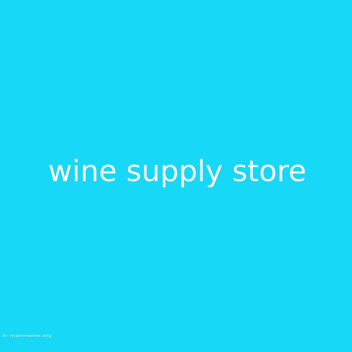 Wine Supply Store