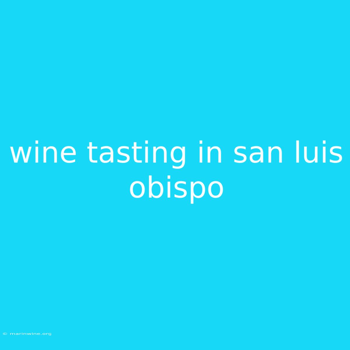 Wine Tasting In San Luis Obispo