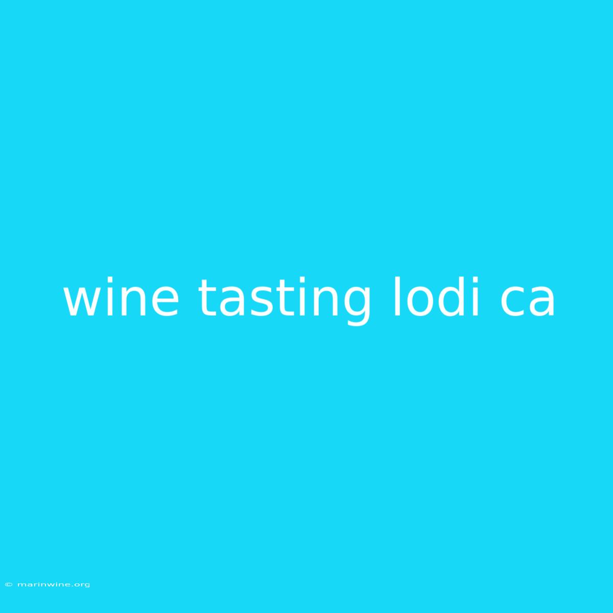 Wine Tasting Lodi Ca