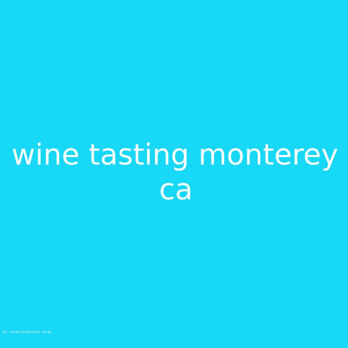 Wine Tasting Monterey Ca