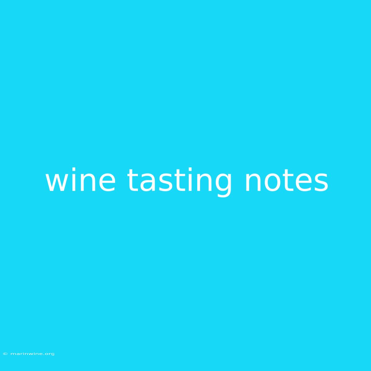 Wine Tasting Notes