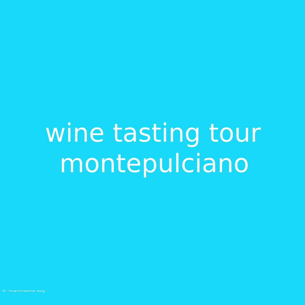 Wine Tasting Tour Montepulciano