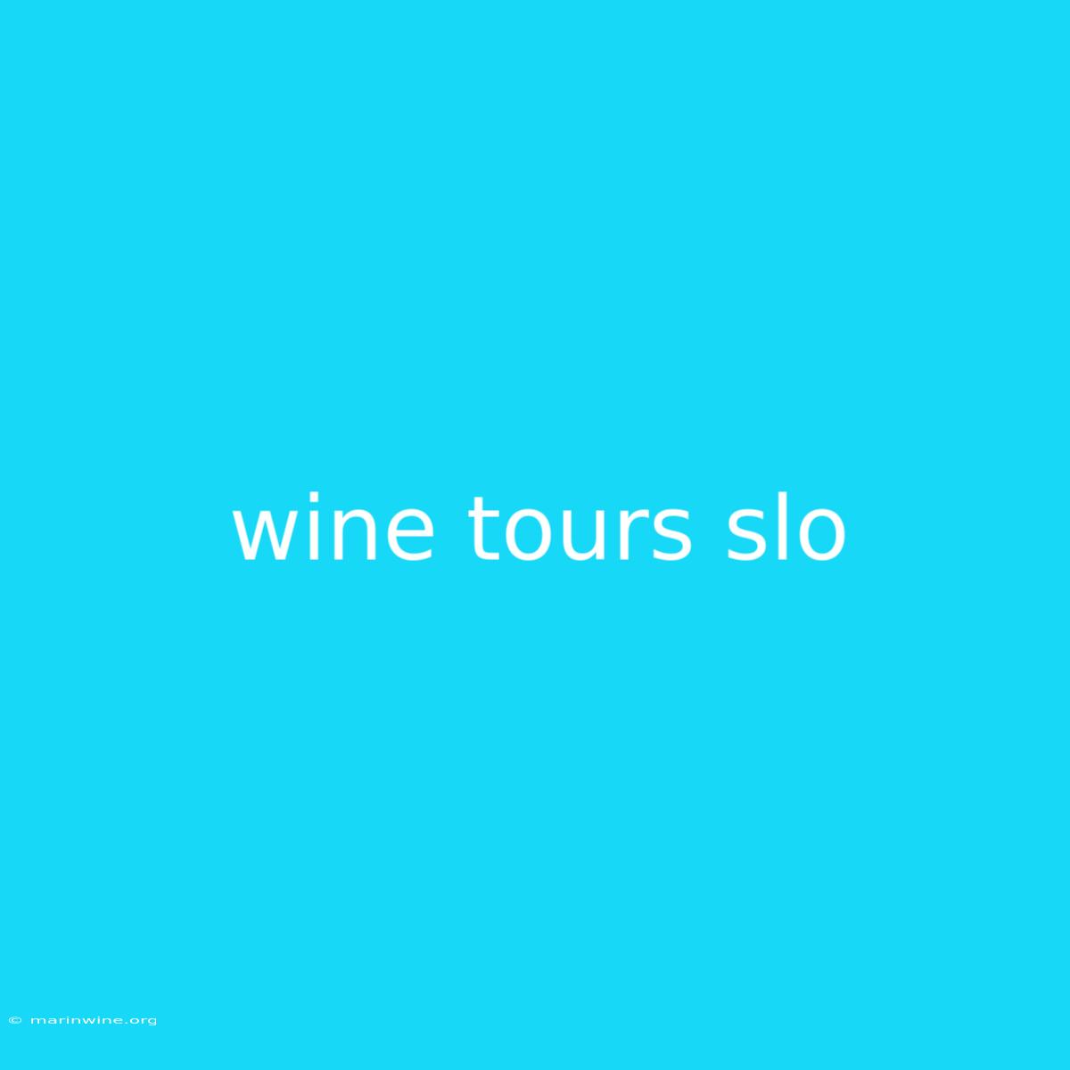 Wine Tours Slo