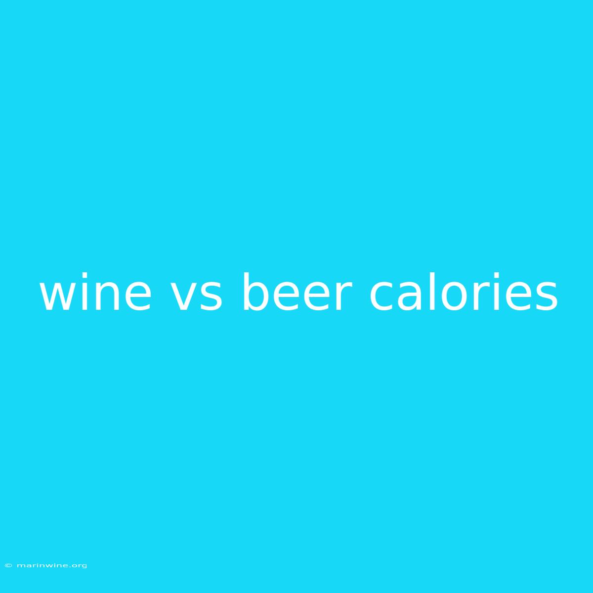 Wine Vs Beer Calories