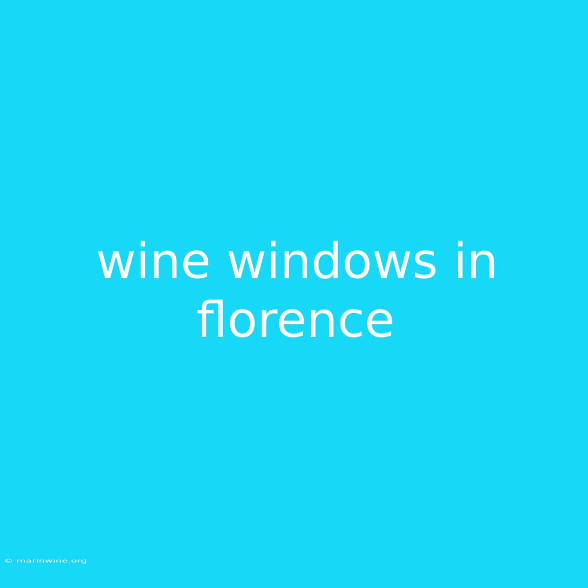 Wine Windows In Florence