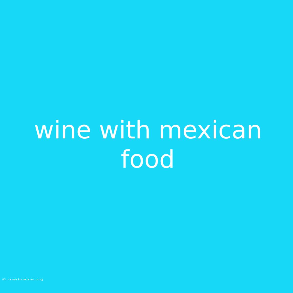 Wine With Mexican Food