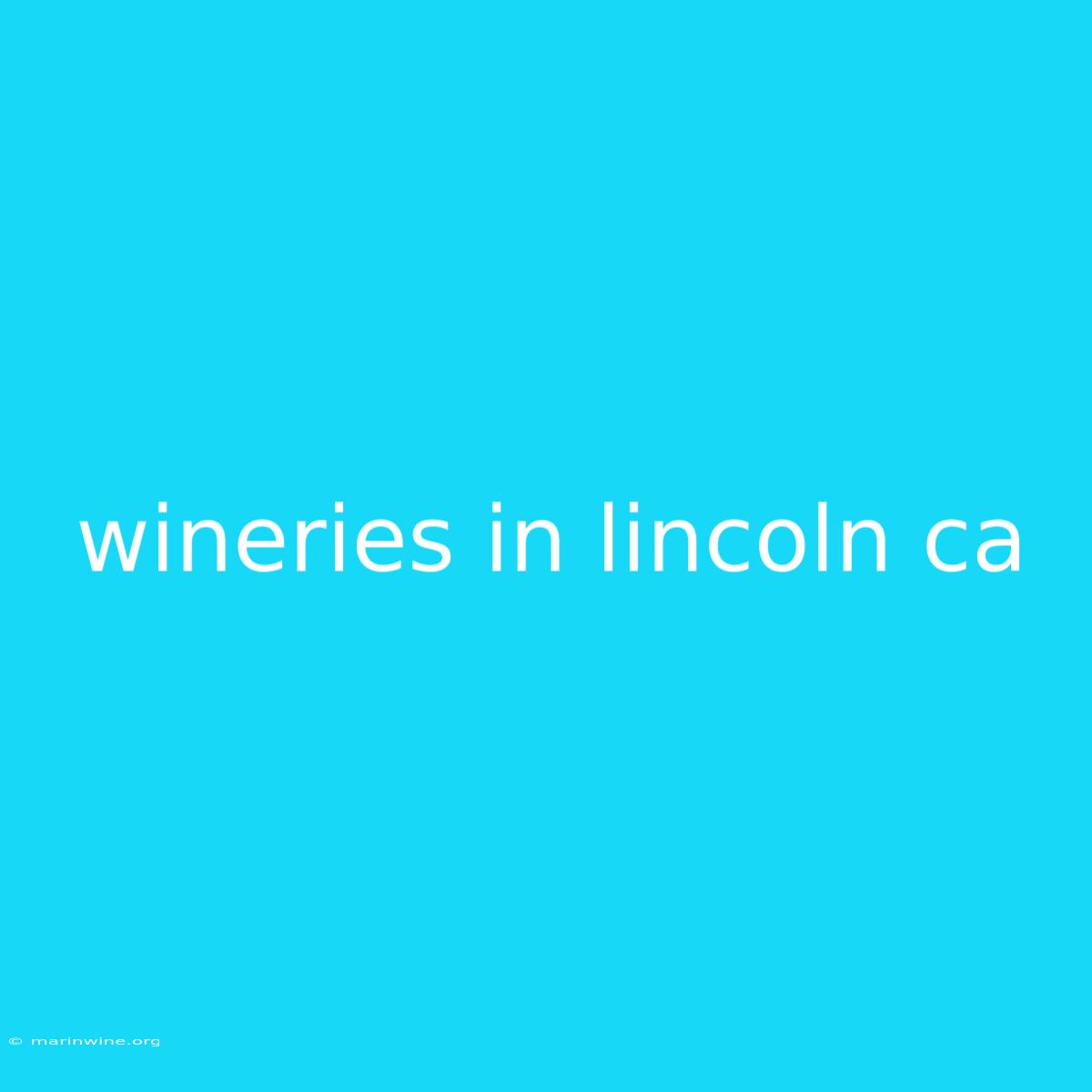 Wineries In Lincoln Ca