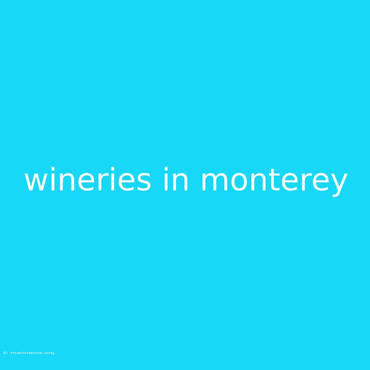 Wineries In Monterey