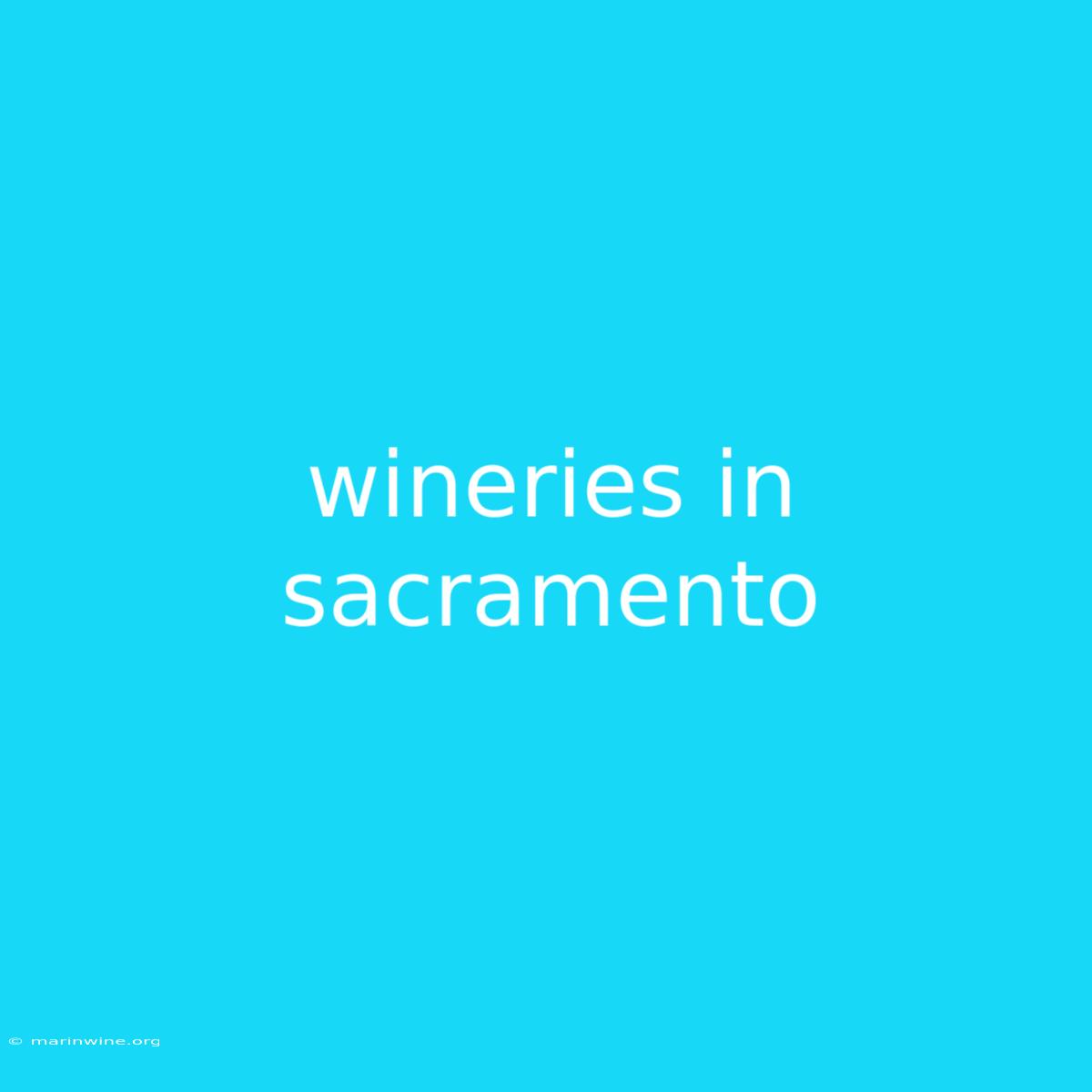 Wineries In Sacramento