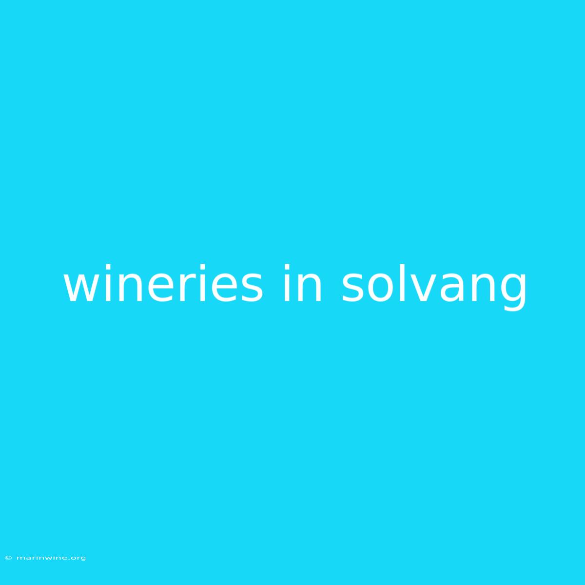 Wineries In Solvang