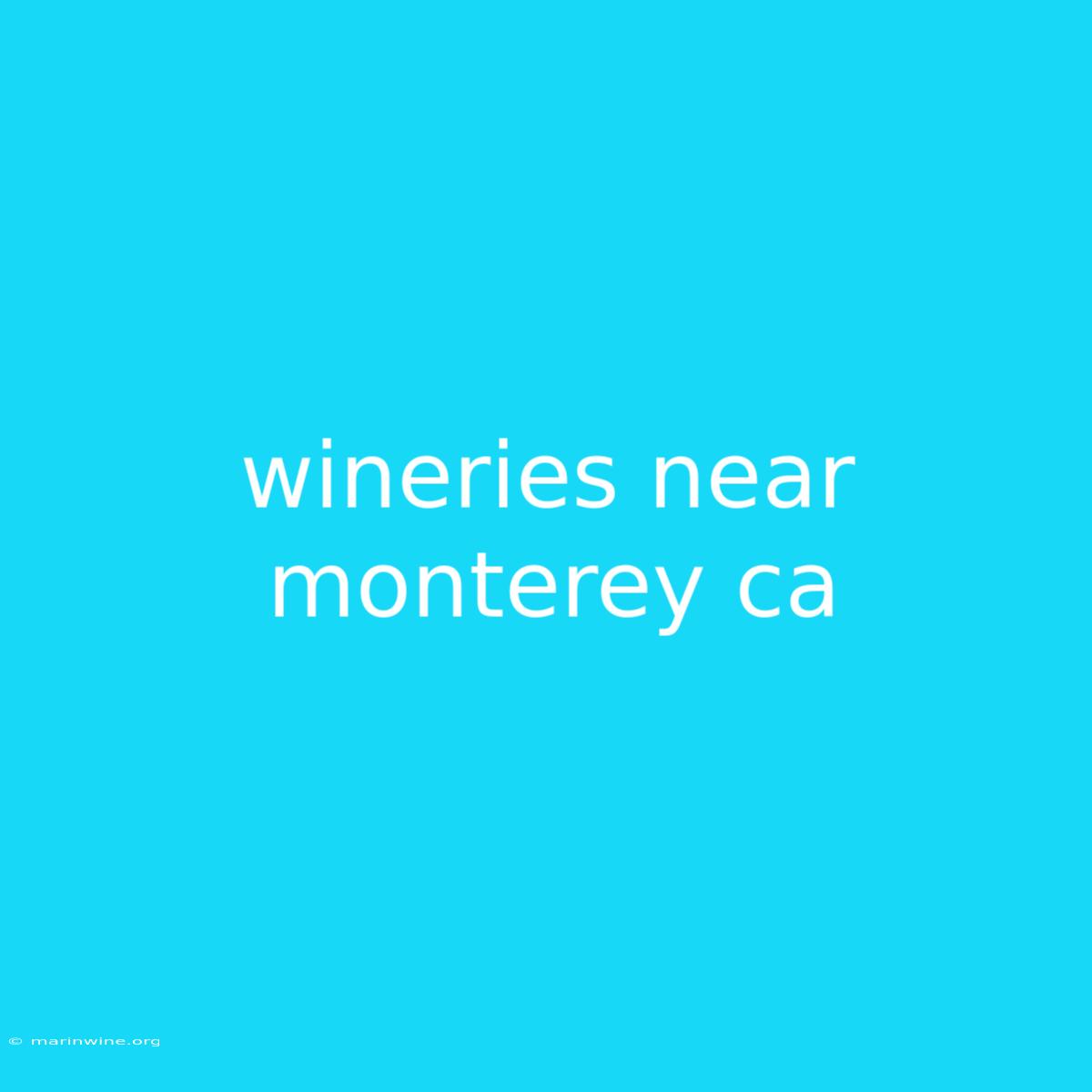 Wineries Near Monterey Ca