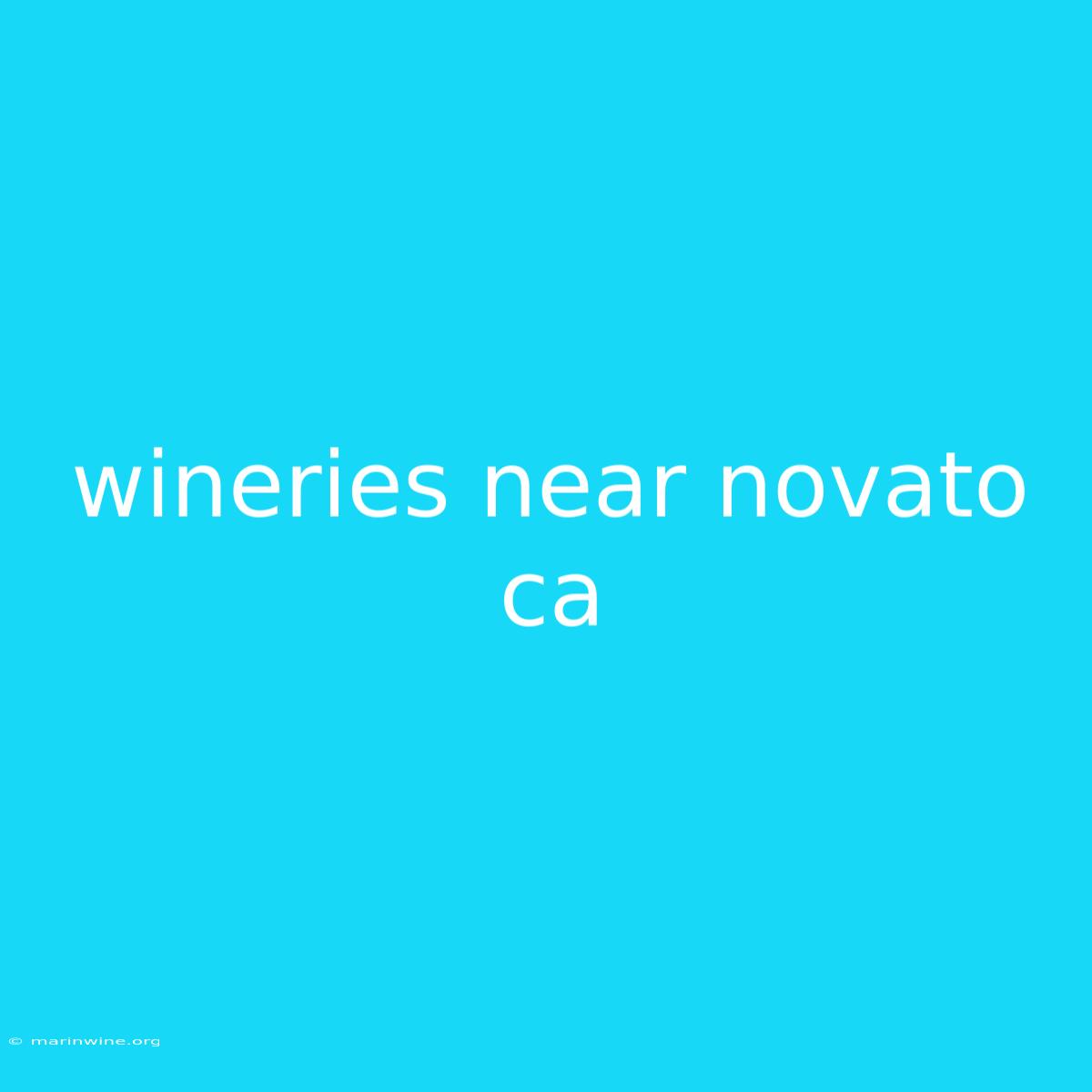 Wineries Near Novato Ca