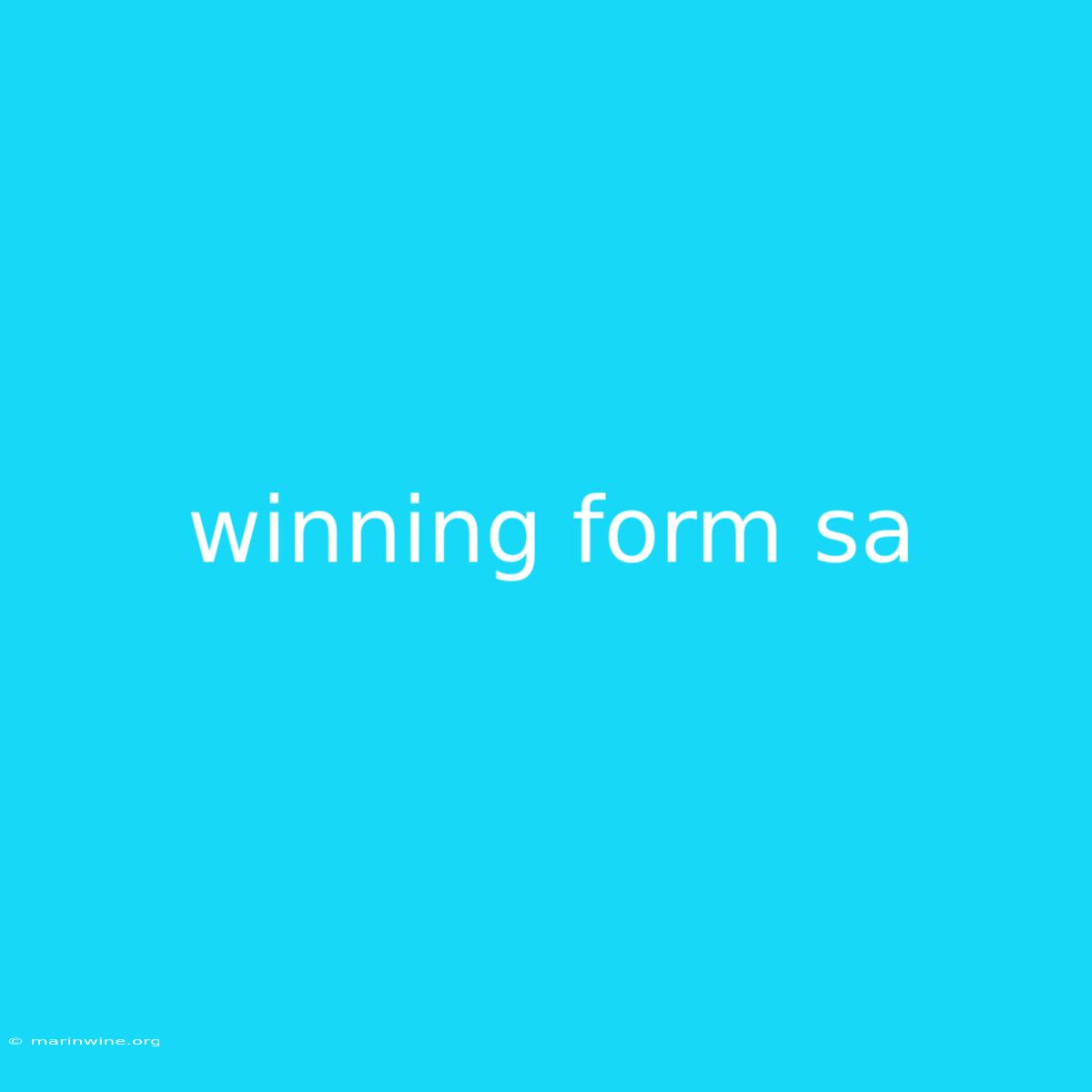 Winning Form Sa