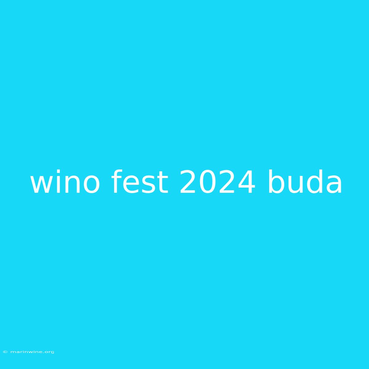 Wino Fest 2024 Buda