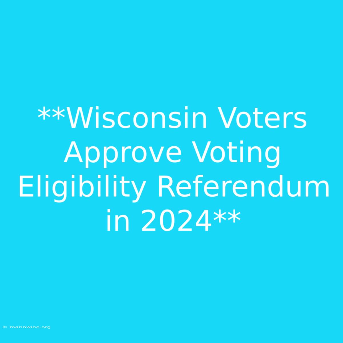 **Wisconsin Voters Approve Voting Eligibility Referendum In 2024**