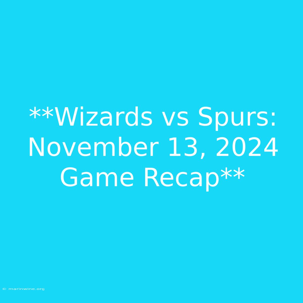 **Wizards Vs Spurs: November 13, 2024 Game Recap**