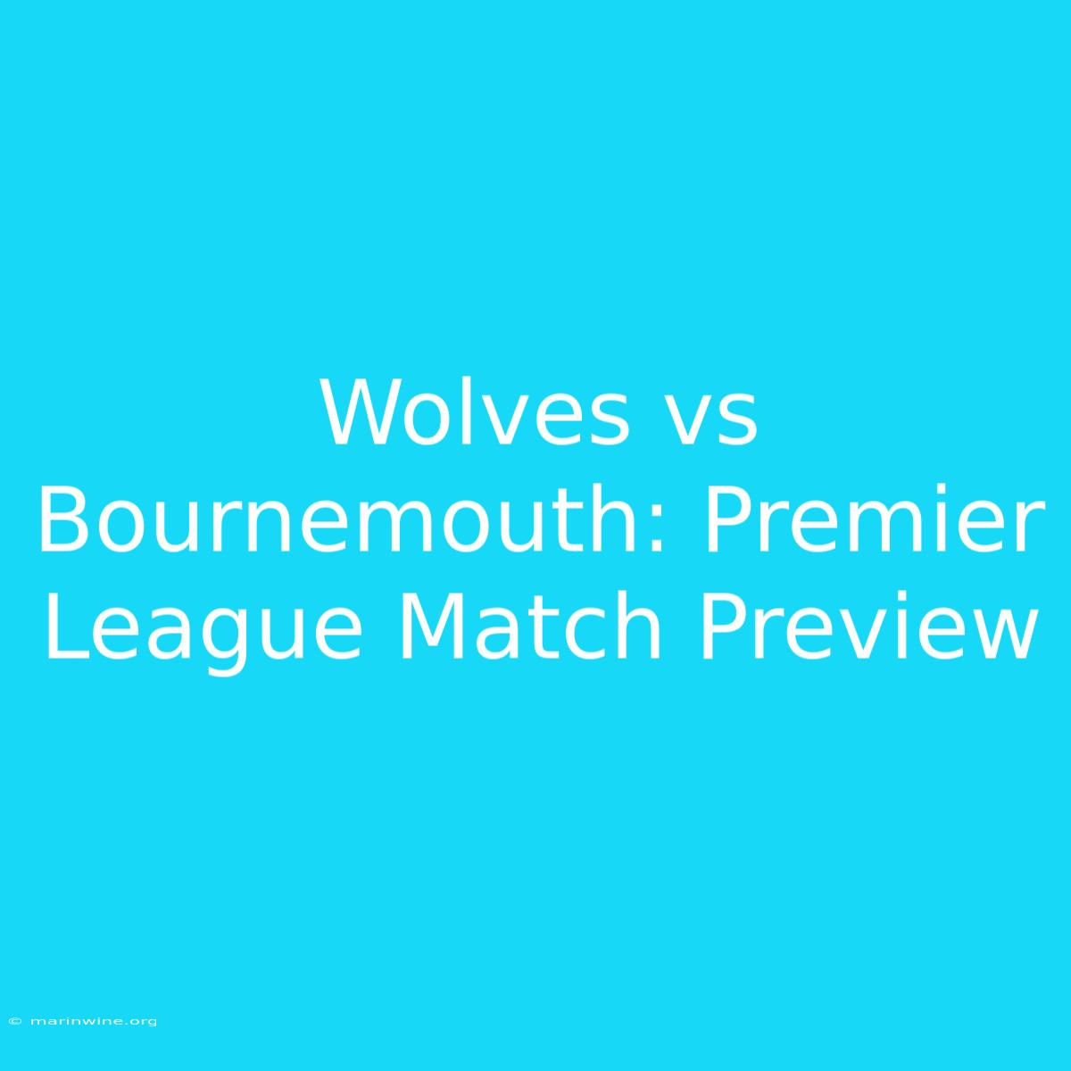 Wolves Vs Bournemouth: Premier League Match Preview