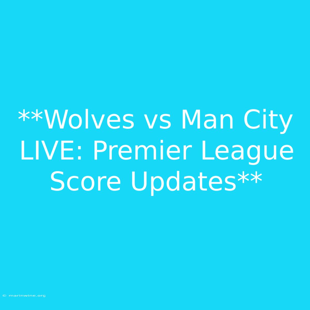 **Wolves Vs Man City LIVE: Premier League Score Updates**