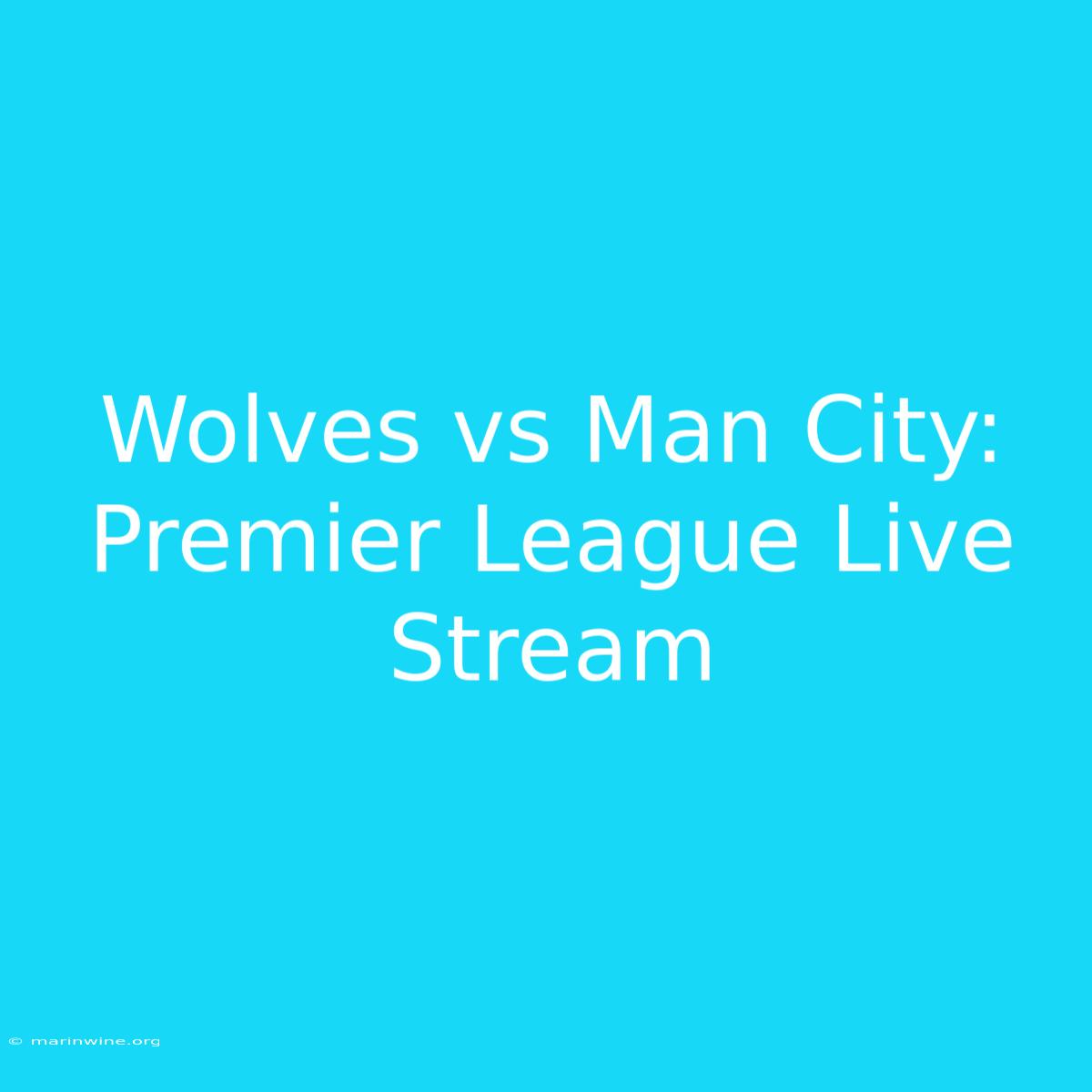 Wolves Vs Man City: Premier League Live Stream