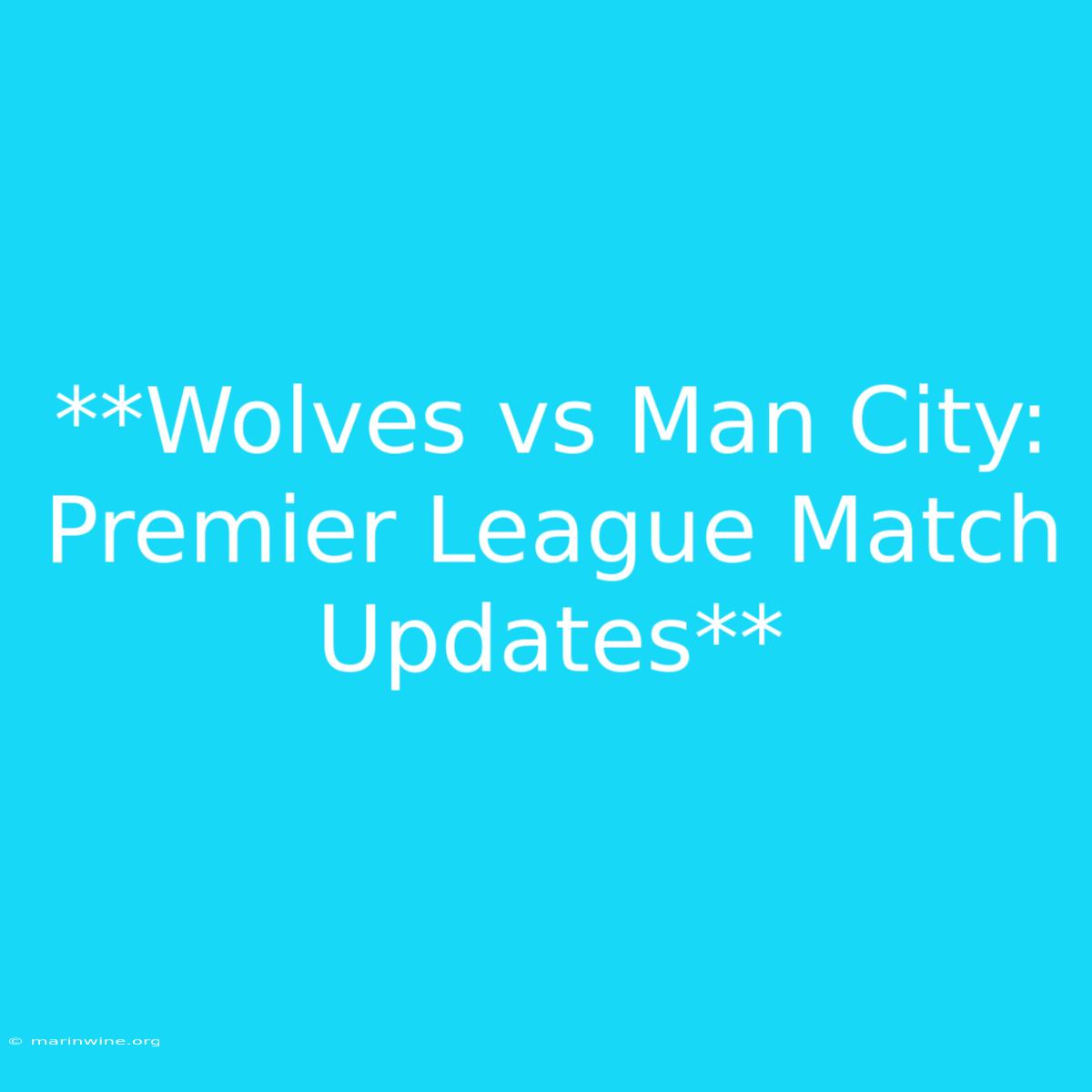 **Wolves Vs Man City: Premier League Match Updates**