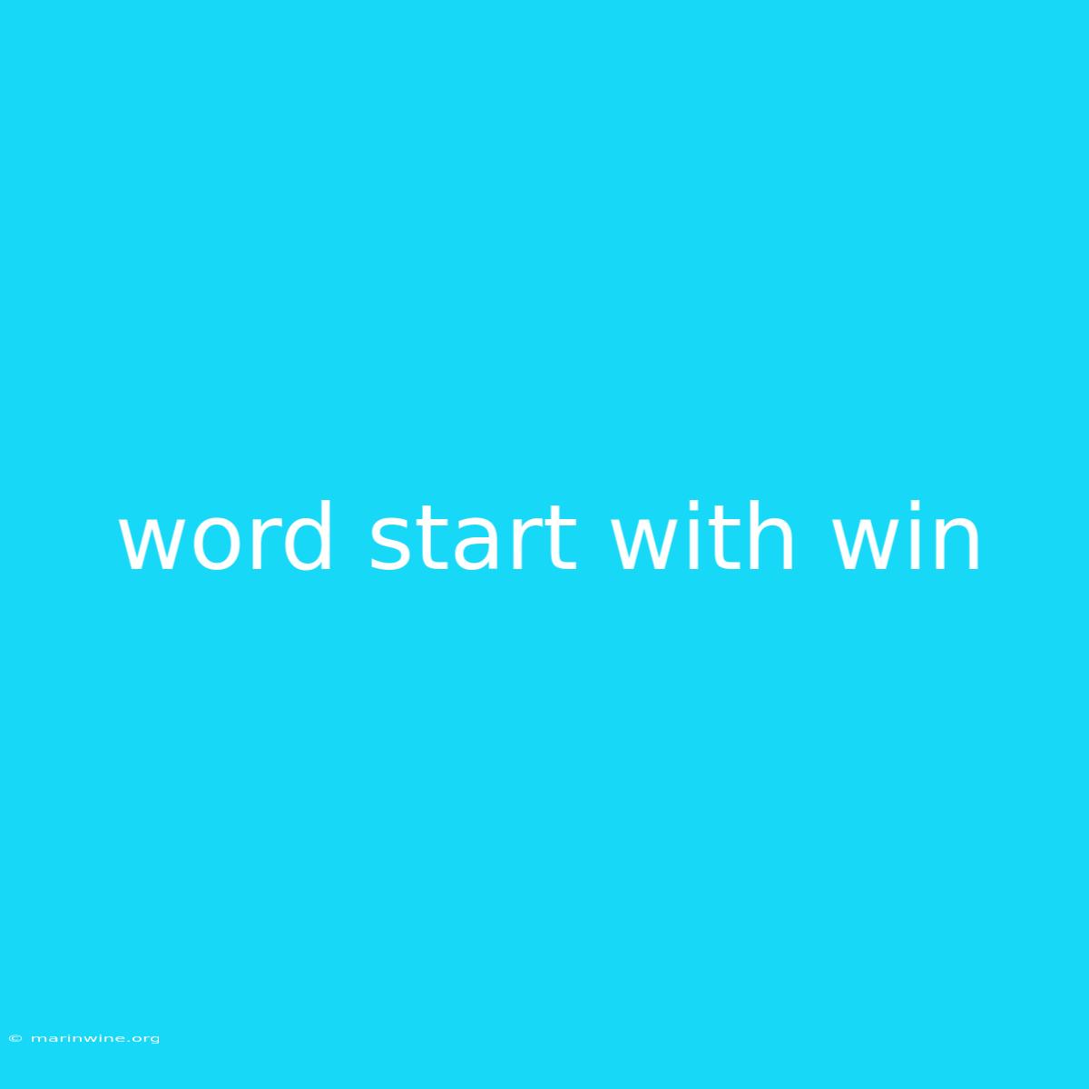 Word Start With Win