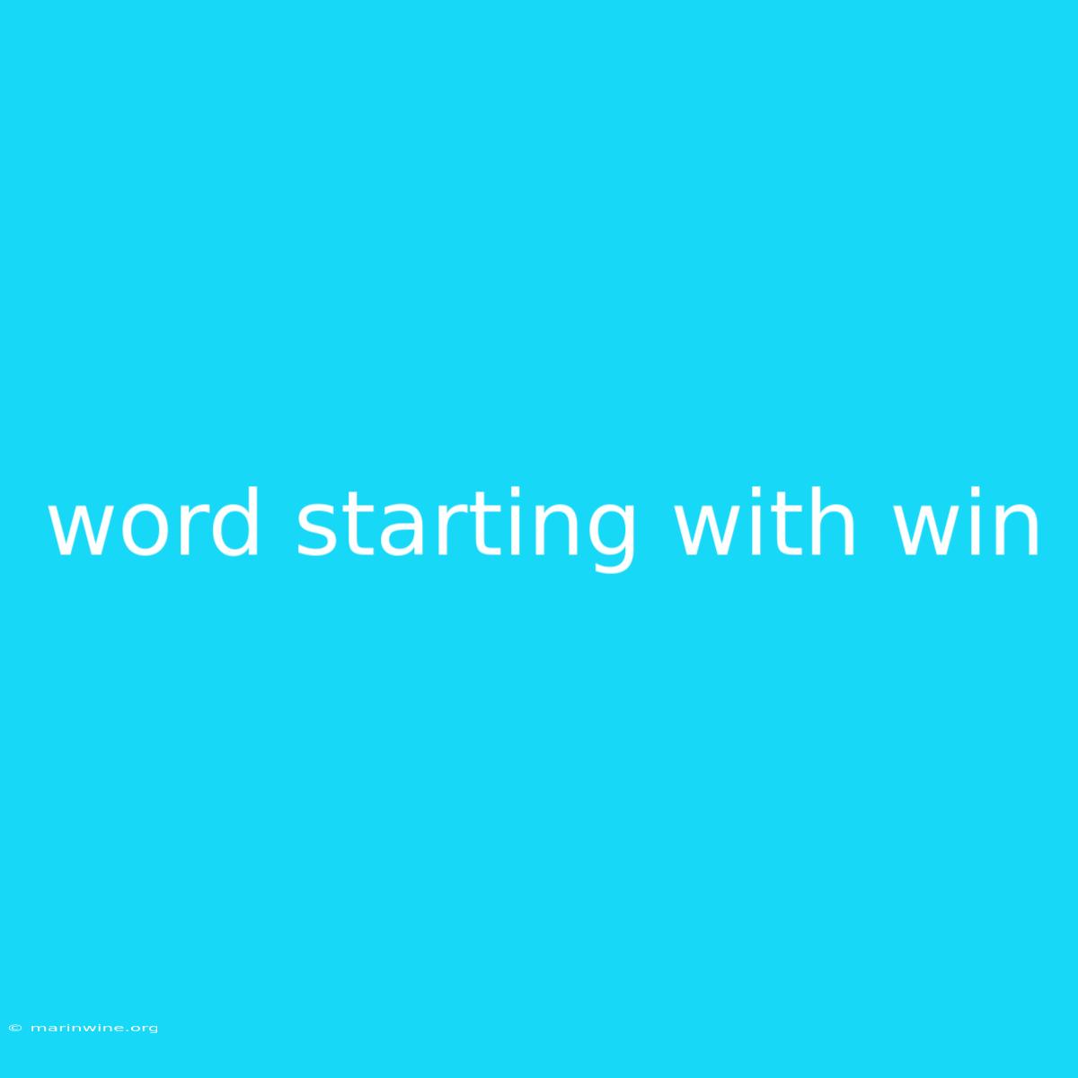 Word Starting With Win