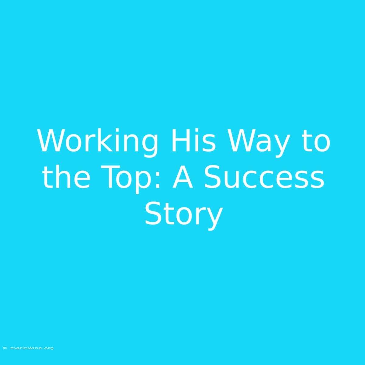 Working His Way To The Top: A Success Story