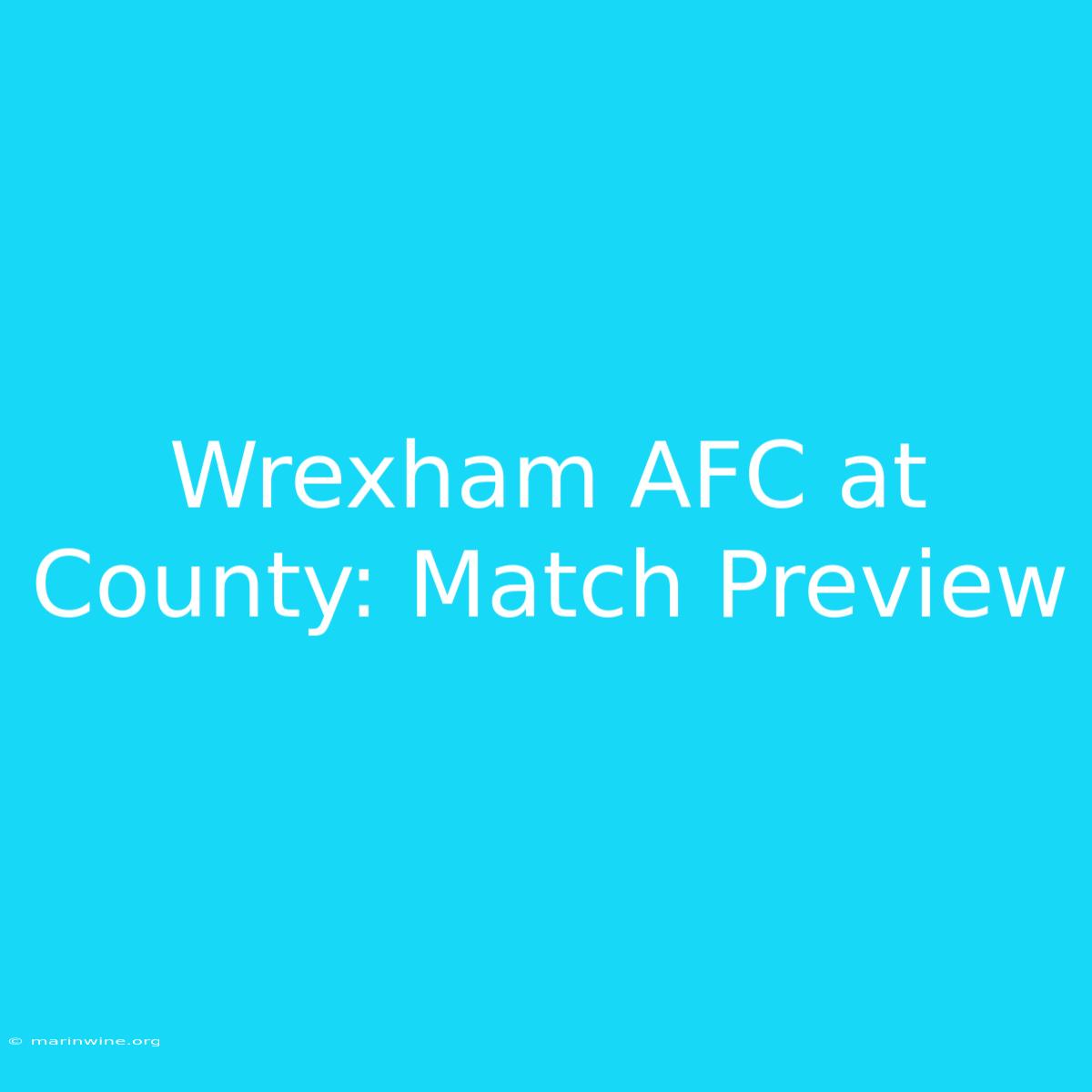 Wrexham AFC At County: Match Preview