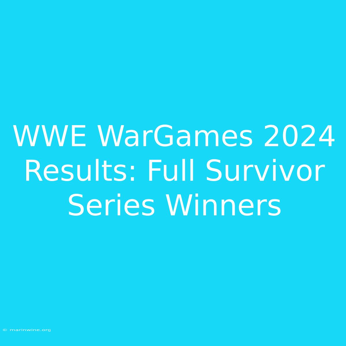 WWE WarGames 2024 Results: Full Survivor Series Winners