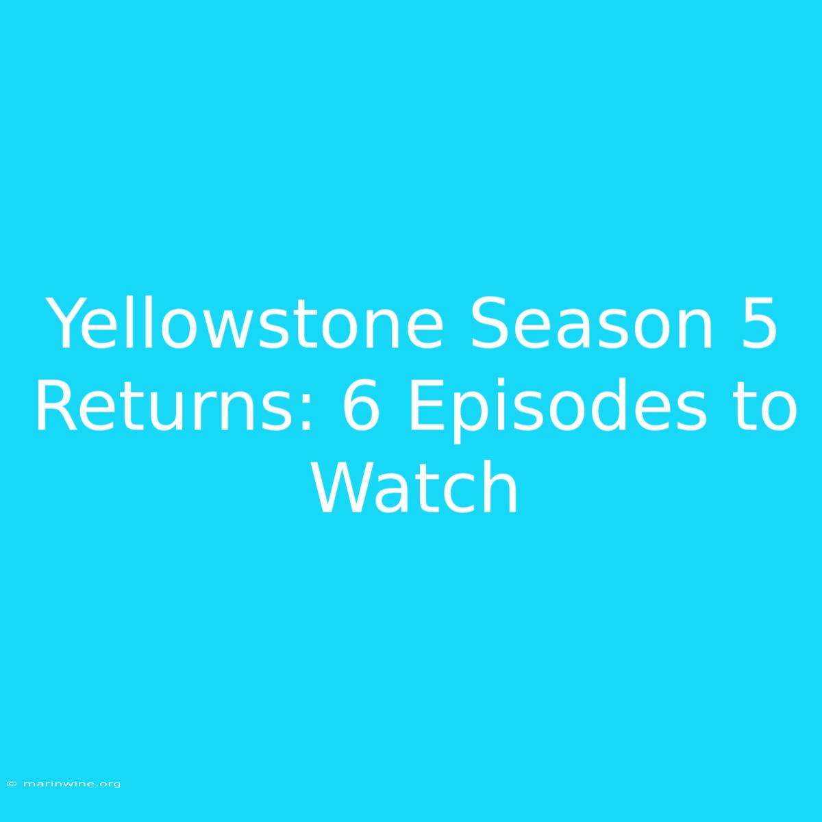 Yellowstone Season 5 Returns: 6 Episodes To Watch