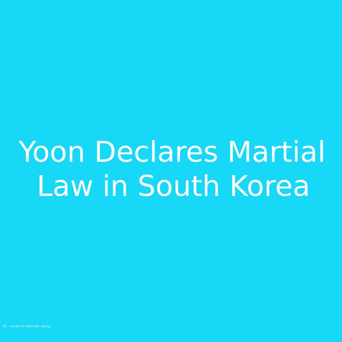 Yoon Declares Martial Law In South Korea