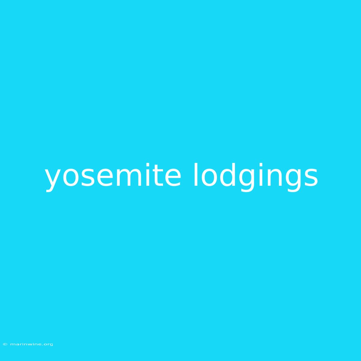 Yosemite Lodgings