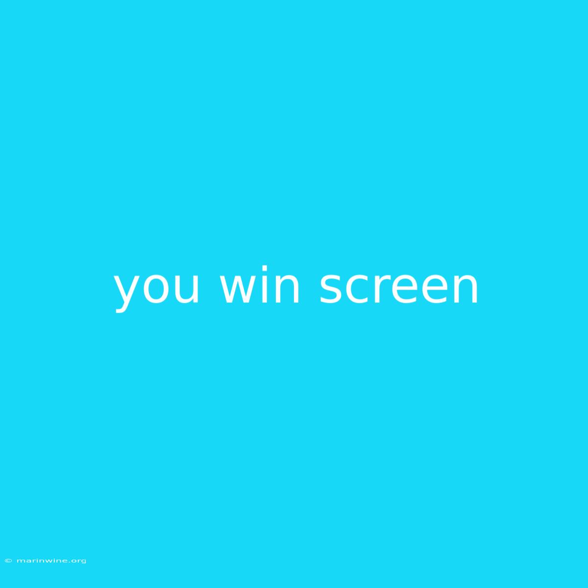 You Win Screen